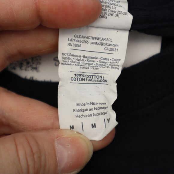 Gildan Shirt Mens M Black Short Sleeve Crew Neck Cotton Graphic Print Casual Tee - Picture 8 of 16